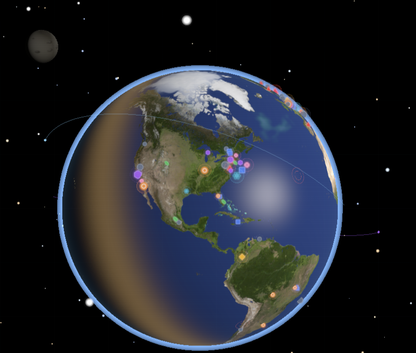 Pulse 3D news-intelligence globe with live event clusters